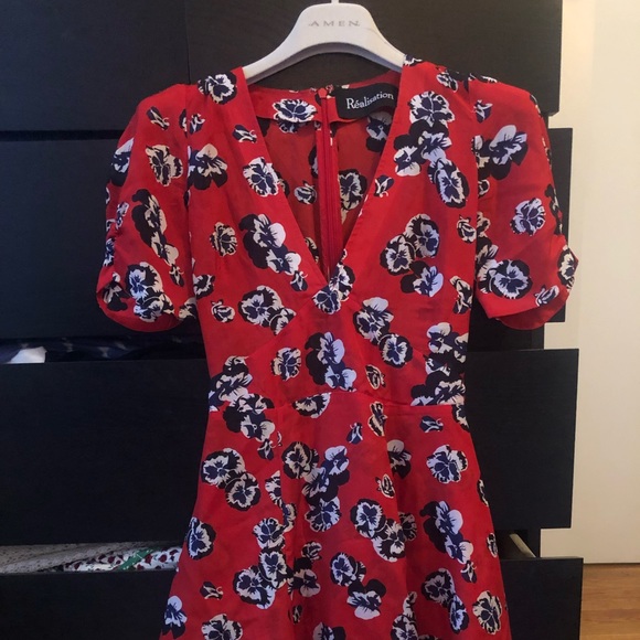 Realisation Par Ozzie Dress Pansy Red Floral XXS - Picture 7 of 8